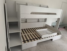 Mid Bunk Single/Double Harvard Bed Frame White Solid wood