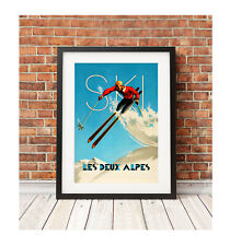 Les Deux Alpes  ❤ SKI FRANCE ❤ poster print vintage retro skiing snowboard