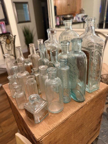 Lot old bottles medicine - bottles,