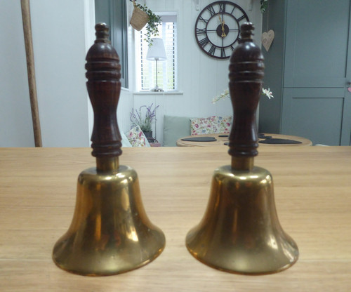 Vintage brass hand bells - vintage,