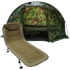 Carp Fishing Bivvy Bedchair Set 1 Man Fishing Camo Bivvy, Pegs DPM CAMO Shelter