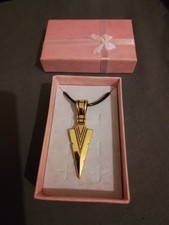 Costume Jewellery Black Rope Chain With Gold Coloured Arrow