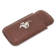 Horse Racing Brown Leather Cigar Case Smoking Gift
