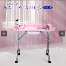 Portable Pink Manicure Table with Carrybag Professional Work Station