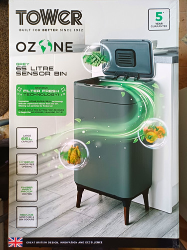 Tower 65l grey - tower, bin
