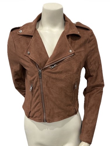Lulus brown vegan suede moto - brown,