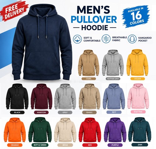 Plain hoodie pullover adults - plain,
