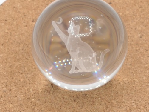Spherical clear glass cat - glass, "cat"