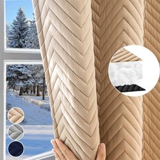 Heavy Duty Winter Curtains 100% Blackout Quilted Curtains Thermal Window Drapes