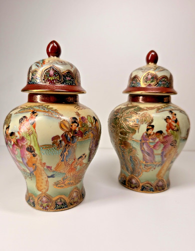Pair vintage chinese satsuma - vintage,