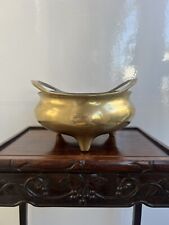 Large Antique Chinese Bronze Censer Xuande Tripod Portable Censer Signed