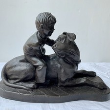 Great Dane dog with child 'Heredities' brand cold cast bronze colour ornament 