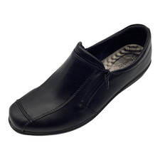 Boulevard Womens Black Faux Leather Low Wedge Heel Slip On Shoes Size 7EEE Used