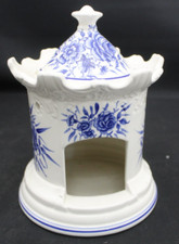 Vintage Blue & White Ceramic Pagoda Tea-Light / Teapot Warmer