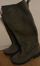 St Moritz Knee High Boots Leather / Suede Size 4 In Khaki