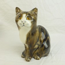 Mike Hinton Winstanley Ceramic Cat Figurine Sitting Tabby Glass Eyes