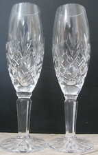 2x Waterford, Edinburgh or Galway Crystal Champagne Flutes-Fan & Criss Cross Cut