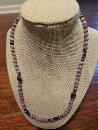 Sterling and amythest necklace - sterling,