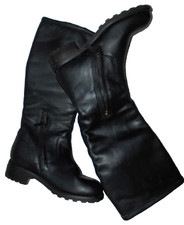 New Boden 6 black painted leather  knee high flat boots   6