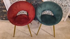 Set of Four Velvet Dining Chairs red blue green black