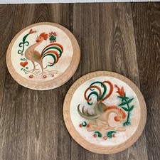 (2) Rooster Chicken Chalkware