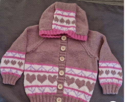Handknit hooded fairisle - handknit,