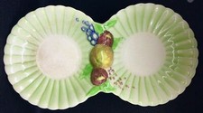 Vintage 1930s Brentleigh Ware Staffordshire Double Dish With Handpainted Fruit 