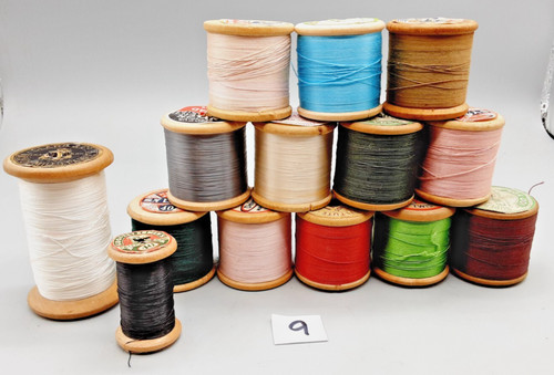 Vintage wooden cotton - wooden, reels