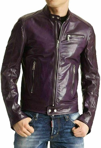 Men real purple leather - real,