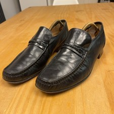 Grenson Black Moccasin Loafers UK 9 Mens Slip On Bench Made England