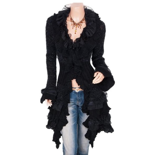 Ladies ruffled lace knit - ruffled, coat