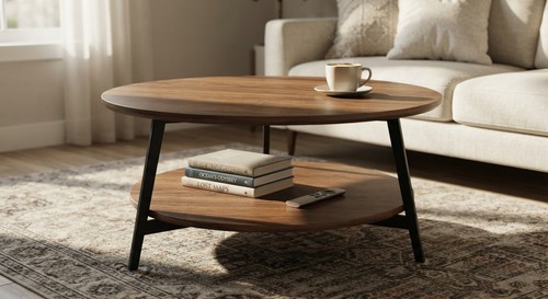 Rustic round coffee table - rustic,