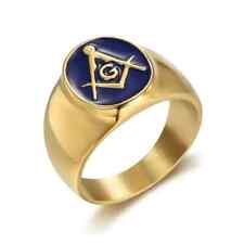 Hip hop Freemason Men Gold-Color Cool Men Masonic Rings US Size 7-12