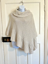 Monsoon Shawl Wrap Poncho Top Knitted Beige Cotton Size M/L