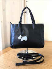 Radley Black Leather 3 Divided Shoulder Bag & Dog Tag.