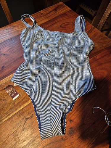 Blue stripe swimming suit - swimming,