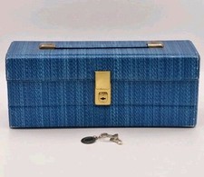 Cassette Tape Storage Box 11" Vintage 15 Tape Protective Case With Lock & Key