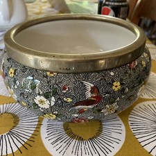 Newport pottery Burslem -Chintz bowl Silver Coloured Rim. Rare. Salad