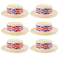 UNION JACK STRAW BOATER HAT ENGLAND BRITISH ROYAL CORONATION ADULTS FANCY DRESS 