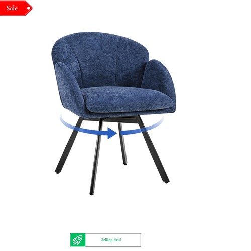 Blue chenille swivel tub - blue, chair