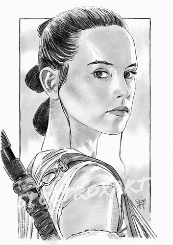 Star wars original art - star, "rey"