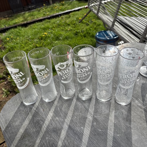 Peroni half pint glasses - 6x,