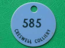 Creswell Colliery Derbyshire manpower ? pit check miners coal mining token lamp