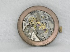 VINTAGE LEMANIA 1270 NICKEL 17 JEWEL 2 REGISTER CHRONOGRAPH MOVEMENT & DIAL