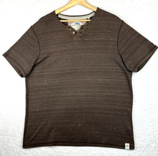 Mantaray T-Shirt Men's UK Size L Brown Short Sleeve Open Collar Striped Pattern