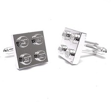 Chrome Cufflinks made with LEGO Plates wedding fathers day silver plated bricks