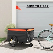 Bike Cargo Trailer Bike Carriage Bicycle Wagon Trailer with Flag Iron vidaXL