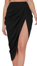 WDIRARA Women's Black Ruched