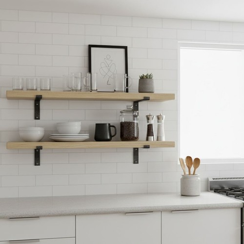 Wooden floating scaffold shelf - floating,