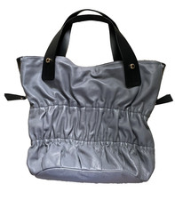 Ripani Black Gray Leather Tote Bag Ruched Italy Grey Purse Shoulder Bag